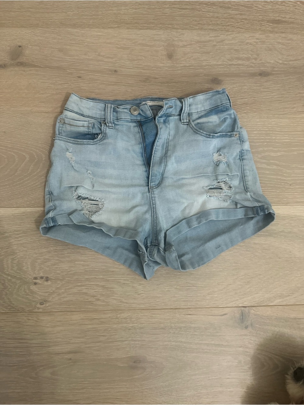 Garage Light Blue Distressed Denim Shorts